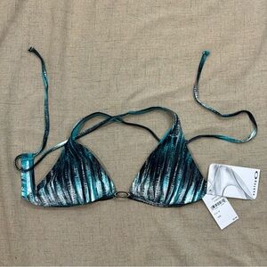 NWT Oakley Ellipse Triangle Swimwear Bikini Top Cyber Blue Summer Beach Swim